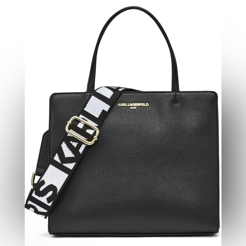 Karl Lagerfeld Paris Maybelle Satchel with Crossbody Logo Strap and Dustbag